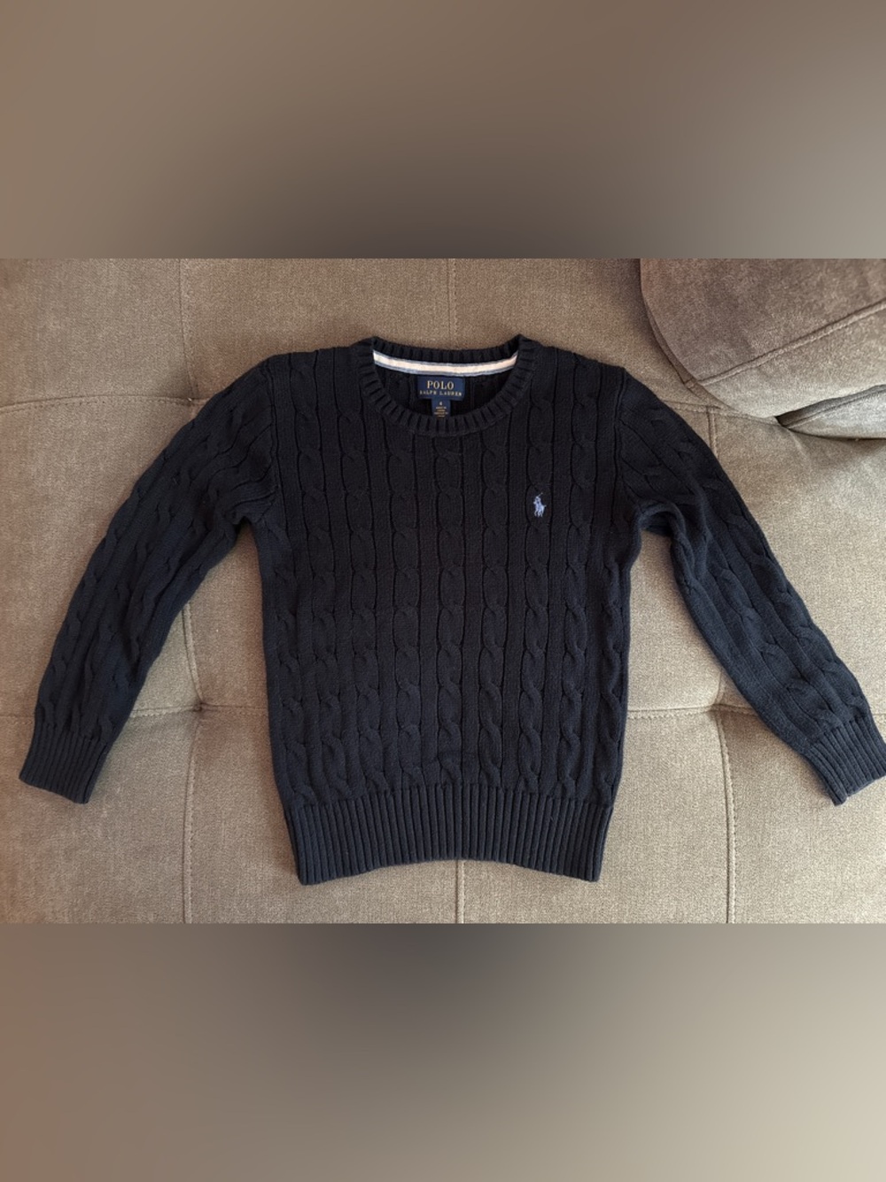 Polo by Ralph Lauren Kids Navy blue Cable-Knit Crewneck Sweater